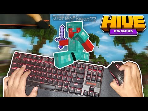 Handcam + keyboard and mouse sounds (Hive Skywars) - Minecraft