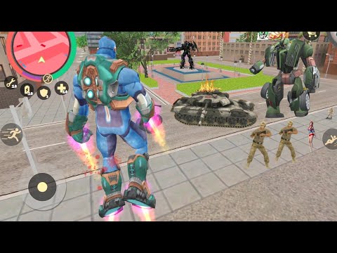 Rope Hero: Vice Town (Rope Hero Destroy Army Tank) Robot Car Fight on Bachelor in the park - HD
