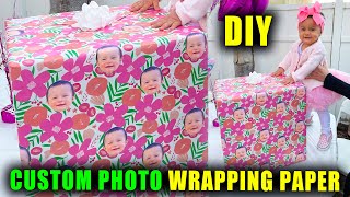 HOW TO MAKE CUSTOM PHOTO WRAPPING PAPER USING CRICUT! || Lucykiins