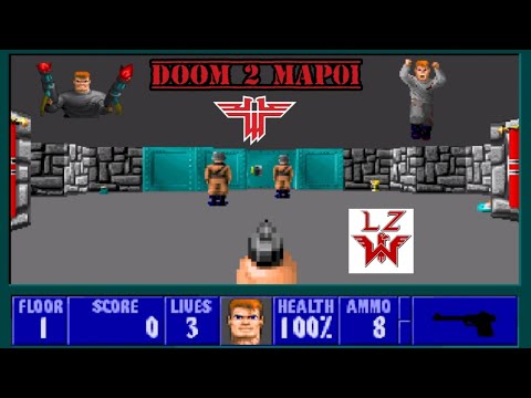 (LZWolf) Wolfenstein 3d: Doom 2 MAP 01 - gameplay complete PC