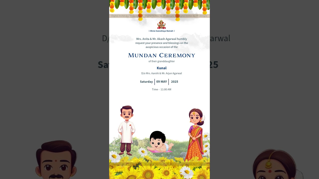 Sacred Vedic Mundan Ceremony Invitation