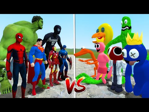 ALL MARVEL SUPERHEROES vs ALL RAINBOW FRIENDS Battle in Garry's Mod