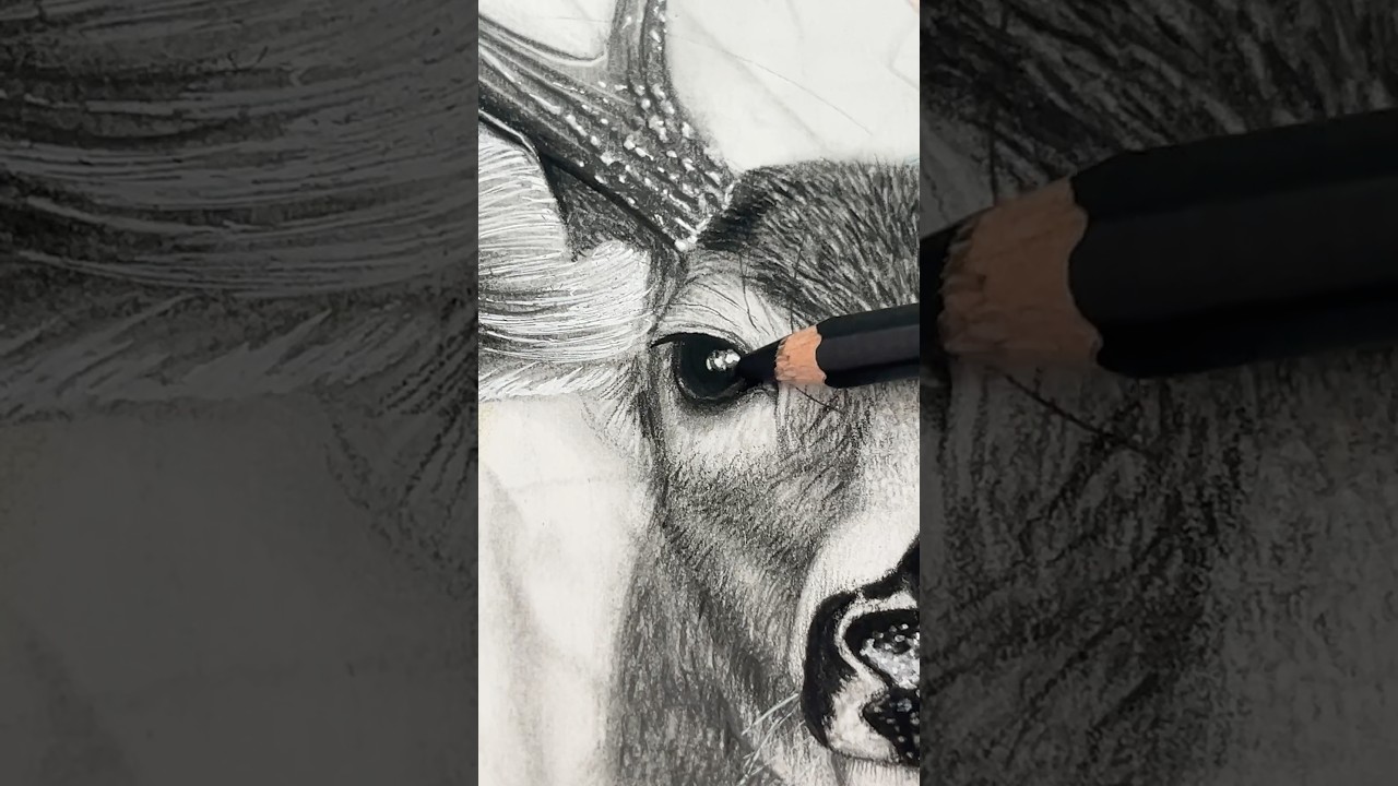 This Deer DRAWING Took Me 4 HOURS!! 🦌 | #art #animaldrawing #realistic #sketch #deer
