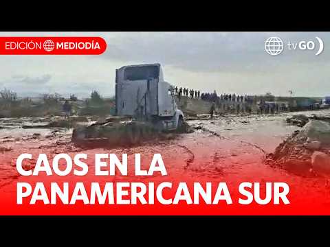 Huayco bloquea la Panamericana Sur en Ocuscaje | Edición Mediodía | Noticias Perú
