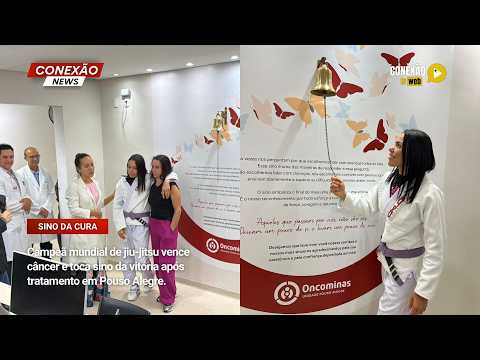 Vídeo: Campeã mundial de jiu-jitsu vence câncer e toca sino da vitória após tratamento em Pouso Alegre.