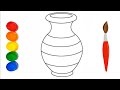 Learn to draw and colour in flower pot 💐 for kids and toddlers 😍😄|Colour With Kidz|