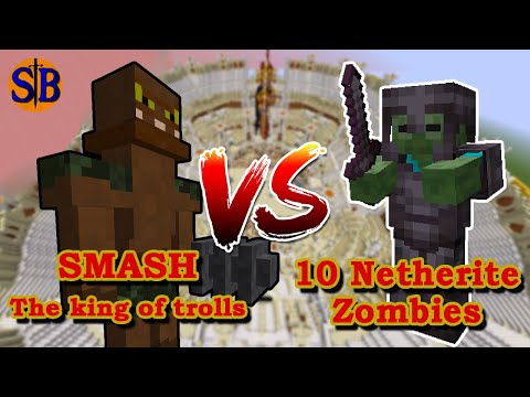 10 Full Netherite Zombie vs SMASH (Advent of Ascension) | Minecraft mobs Battles