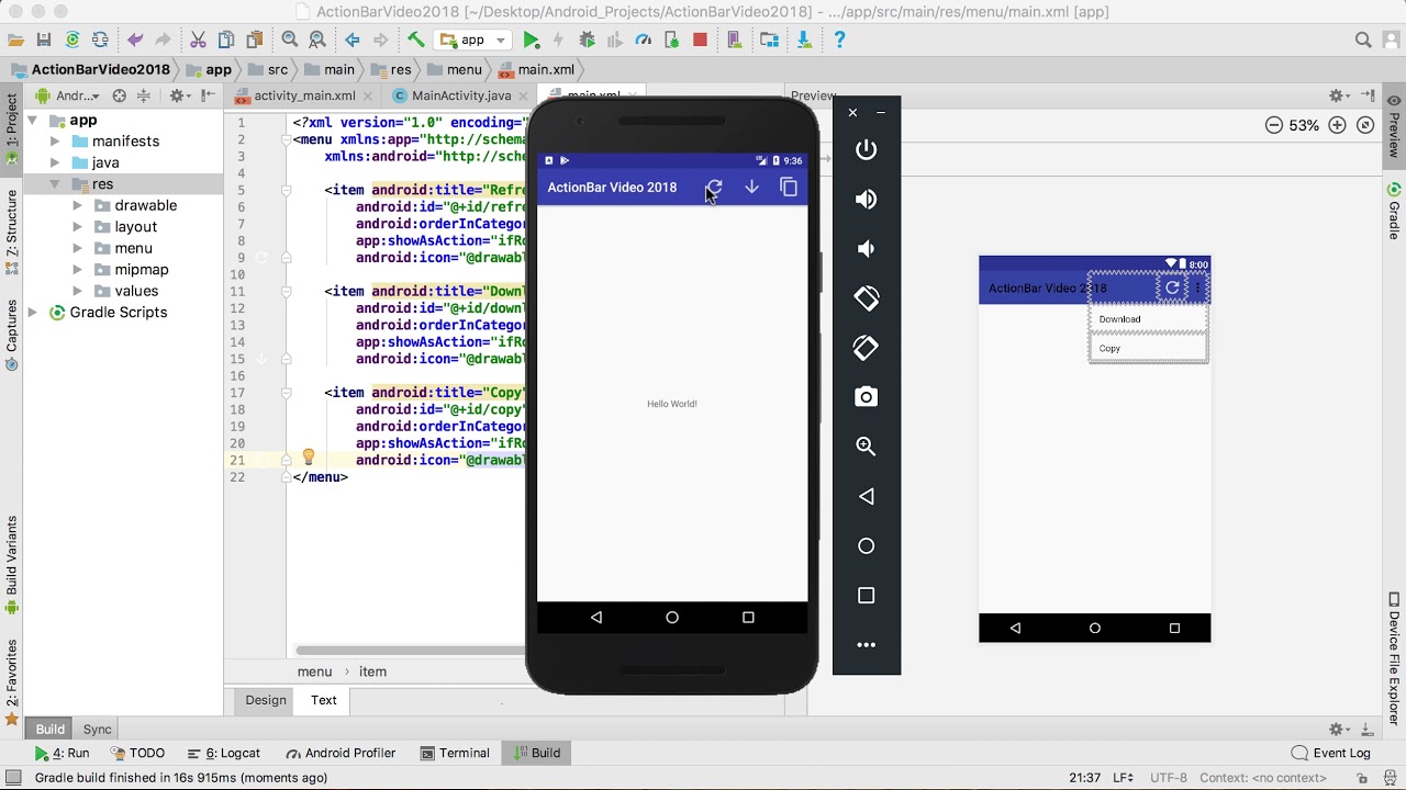 31. The Android ActionBar / app bar