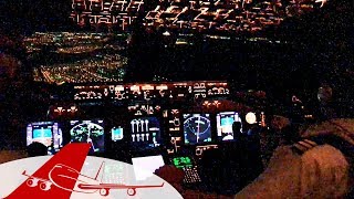 Night Landing inside Boeing 747 COCKPIT - Sao Paulo Campinas
