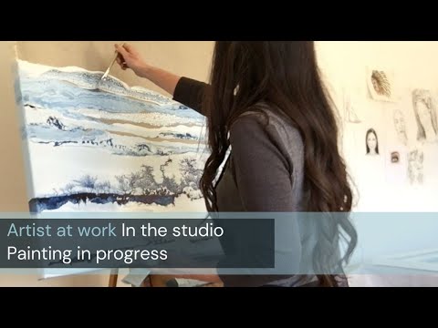 Artist at work in studio | Painting in progress