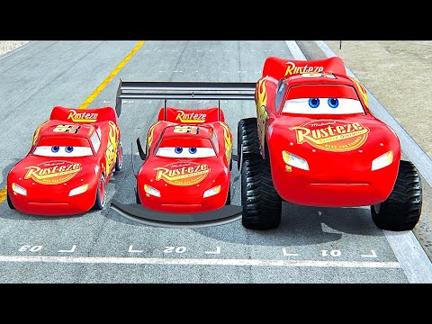 Lightning McQueen GTR vs Lightning McQueen Monster Truck vs Lightning McQueen Stock at Top Gear