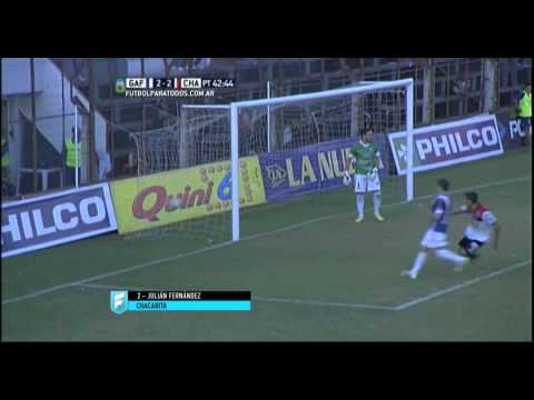 Gol de Fernández. Guaraní 2 - Chacarita 2. Fecha 14. B Nacional 2015. FPT.
