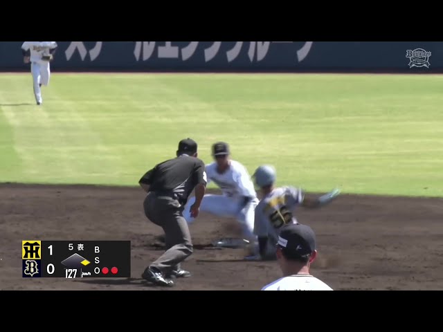 【ファーム】バファローズ・堀柊那の好反応と今坂幸暉の素早いタッチで盗塁を阻止!! 2025年4月24日 オリックス・バファローズ 対 阪神タイガース