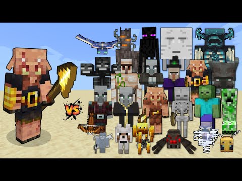 Piglin Brute with Golden Spear vs Every Mob in Minecraft (Bedrock)