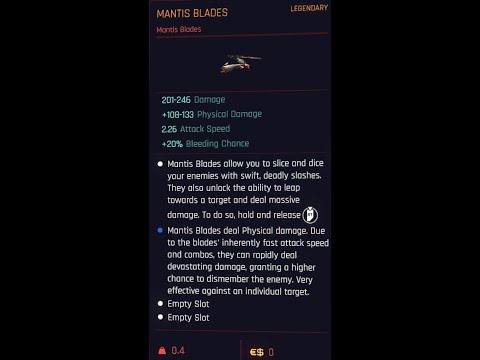 Cyberpunk 2077 Free Legendary Mantis Blades Location (Short and Sweet Edition)