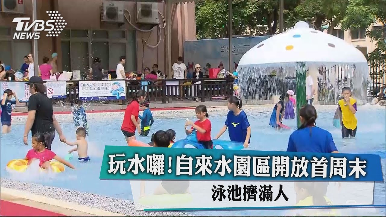 玩水囉! 自來水園區開放首週末泳池擠滿人