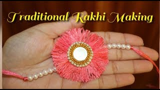 Simple and Traditional Rakhi Making/How to make designer Rakhi from silk thread.