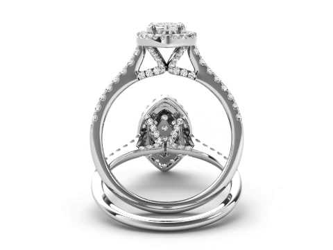 3/4 Carat Diamond Marquise Shape Engagement Ring in 10k White Gold