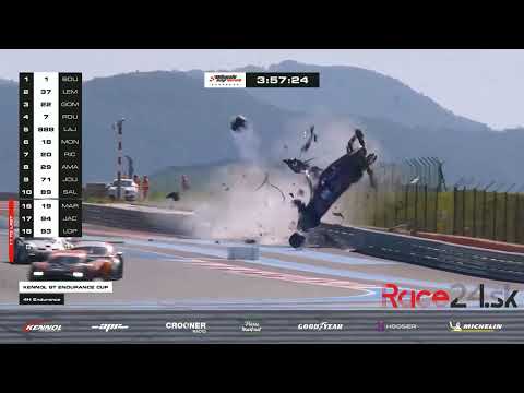 Big accident of Porsche 911 GT3 Cup of Seb Layoux Racing team