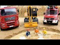 Bibo Play With Toy Fire Truck Excavator Dump Truck Funny Stories Construction Vehicle Collection