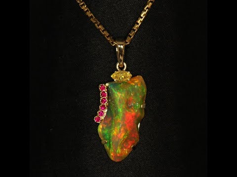 Carved Freeform Welo Ethiopian Opal Pendant