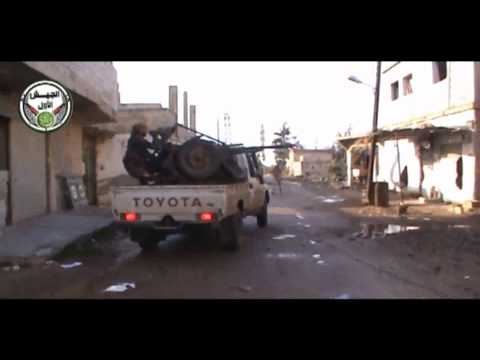 التصدي لتقدم قوات النظام برشاش 14.5 من قبل الجيش الأول في حي المنشية في مدينة درعا