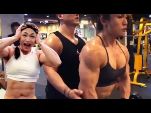 The famous Korean female bodybuilder Kim Ji Hyun, a strong muscular woman