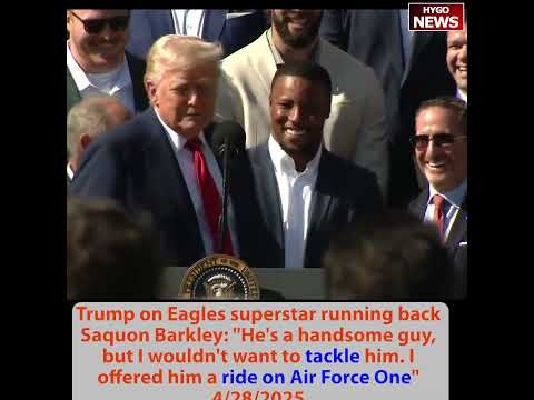 Eagles present Trump 47 jersey & helmet; Trump offered superstar Saquon Barkley ride on Air Force 1