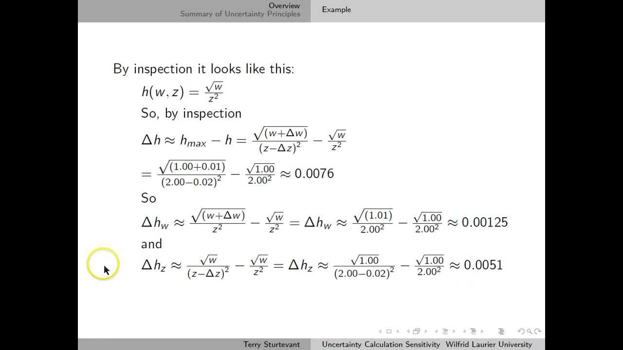 Uncertainty Calculation Sensitivity
