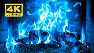🔥 Beautiful BLUE FIREPLACE 4K! Magic Fireplace Burning with blue flames (12 HOURS)