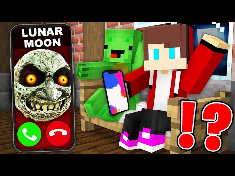 Mikey and JJ + - How Scary LUNAR MOON Called Baby JJ and Mikey at Night in Minecraft? - Maizen Challenge