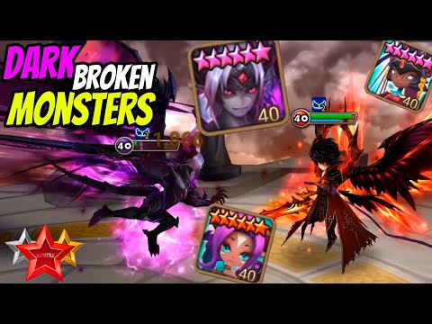 Dark Broken Monsters. Beelzebub, Vivachel and Miho in Summoners War