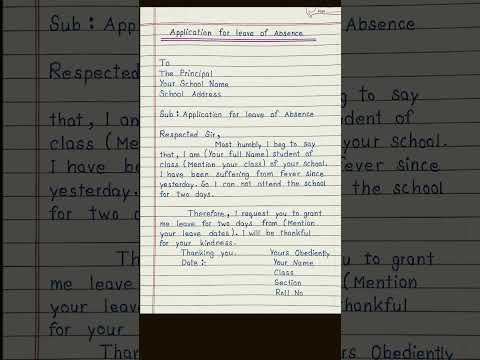Application for leave of absence | School leave application | #shorts #youtubeshorts #education