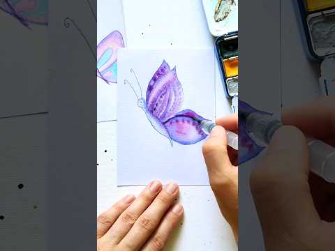 Watercolor painting Butterfly #shorts #youtubeshorts #watercolor #artist