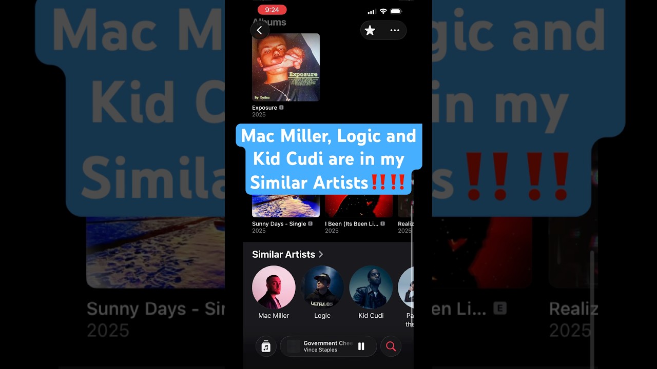 Mac Miller, Kid Cudi and Logic are in my Similar Artists‼️😁 #rap #hiphop #newartist #music