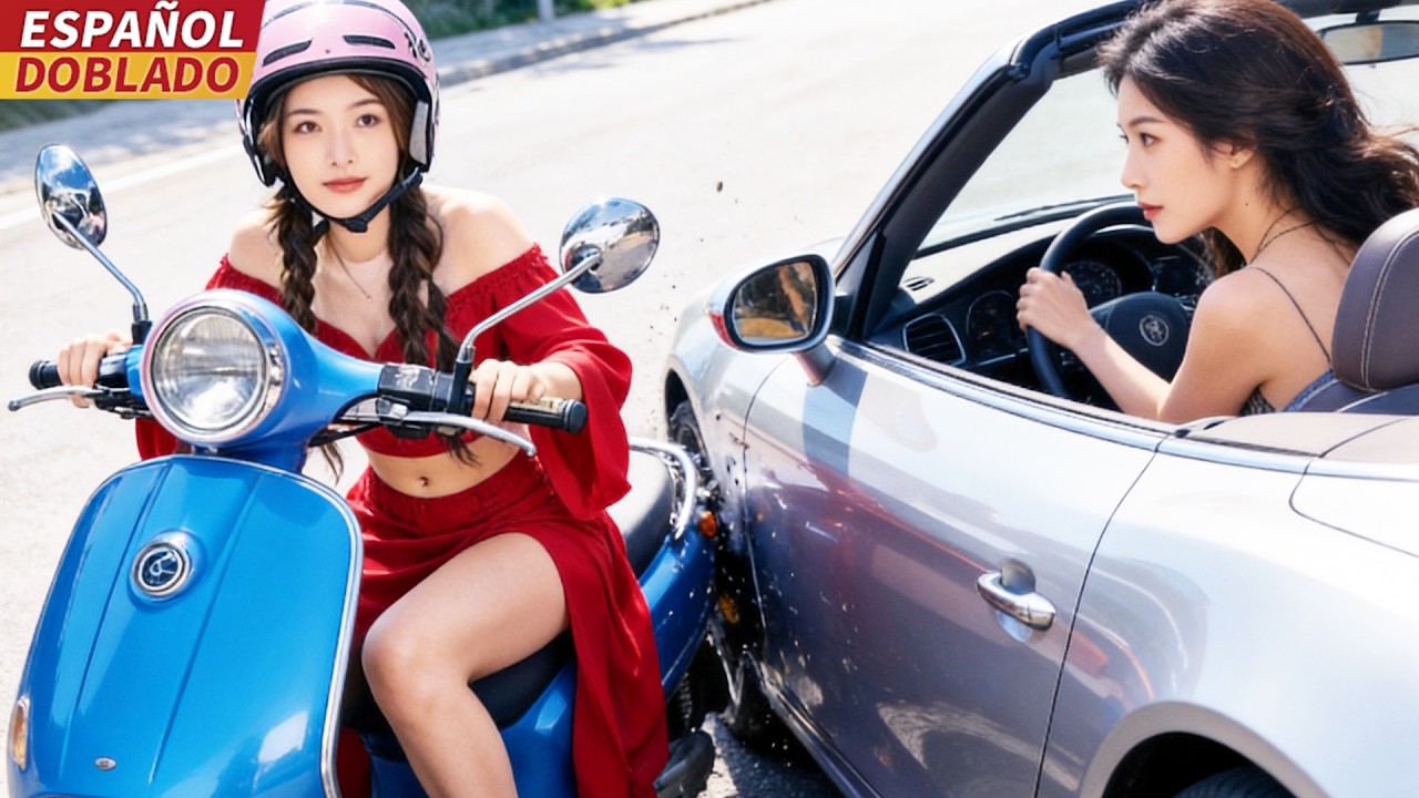 [Doblado Esp] Chica de Moto casi es atropellada, y de quien baja del coche es la Vicepresidente...