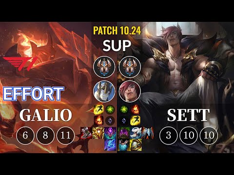 T1 Effort Galio vs Sett Sup - KR Patch 10.24