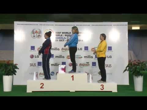 Podium and Interview with Zuzana STEFECEKOVA (SVK) - ISSF World Cup Final 2014, Gabala (AZE)
