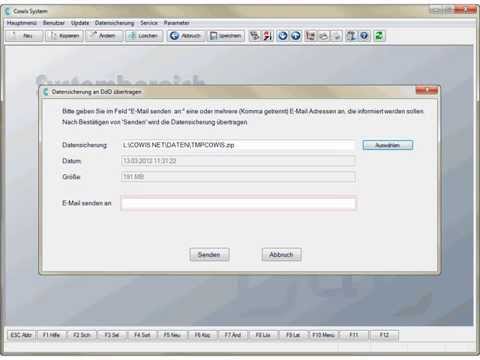 Datensicherung aus DdD Cowis backoffice an DdD senden / Warenwirtschaft, Kassensoftware
