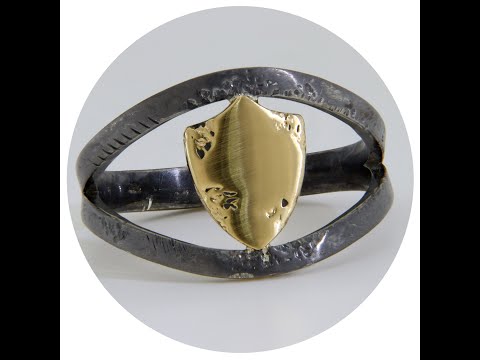 Inel Barbatesc Aur 18k si Argint - Design Sculptural Scut Protector