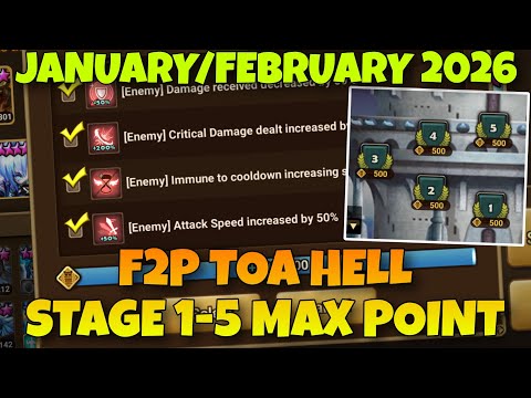 F2P TOA HELL 1-5 MAX POINT !!! JANUARY / FEBRUARY 2026 SUMMONERS WAR