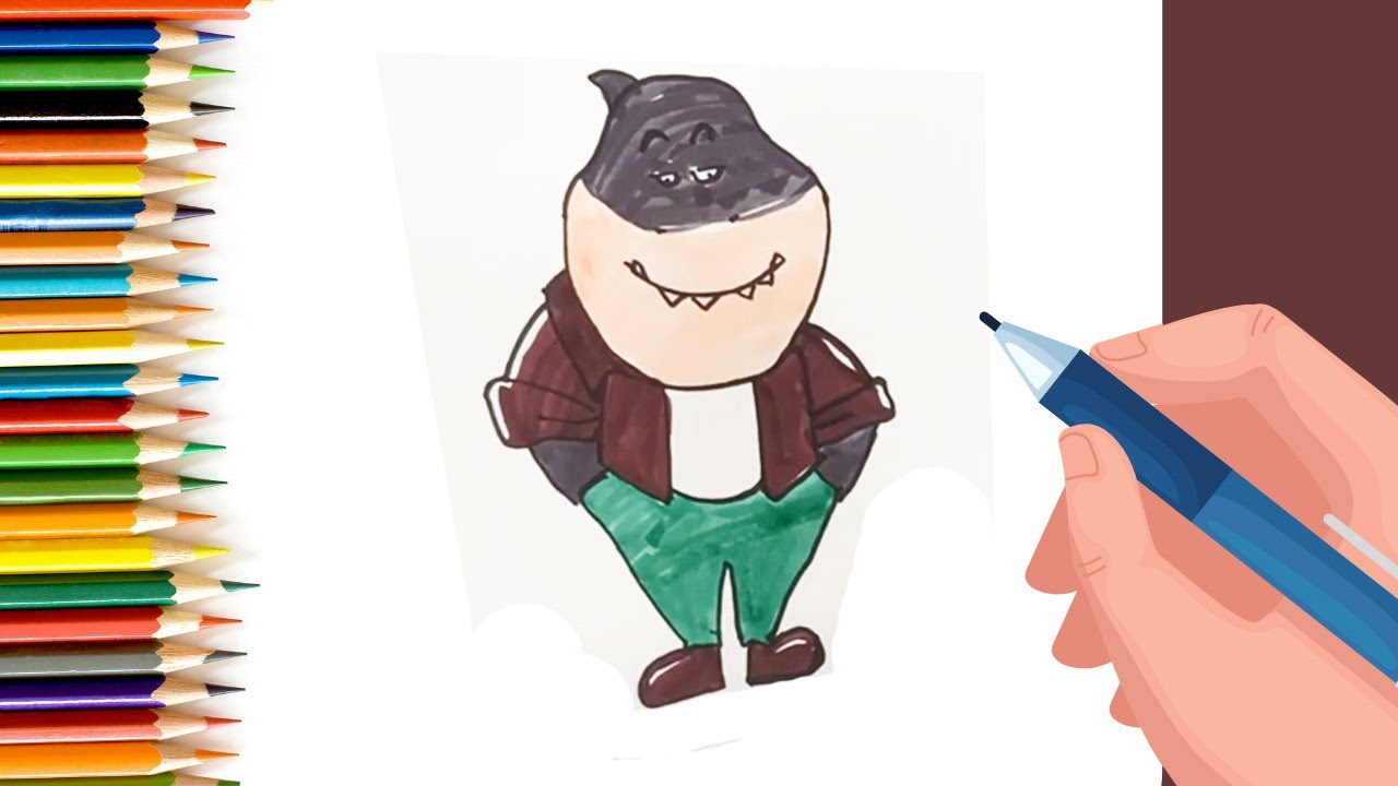 How to draw Mr. Shark from bad guys for Kids