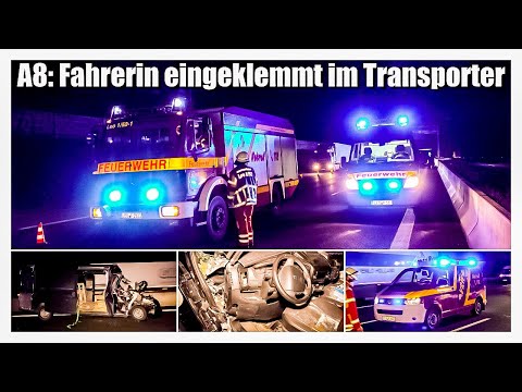 A8 - Rutesheim: 🚓 🚑 🚒 Schwerer Auffahrunfall - Fahrerin eingeklemmt | Einsatz Feuerwehr Leonberg