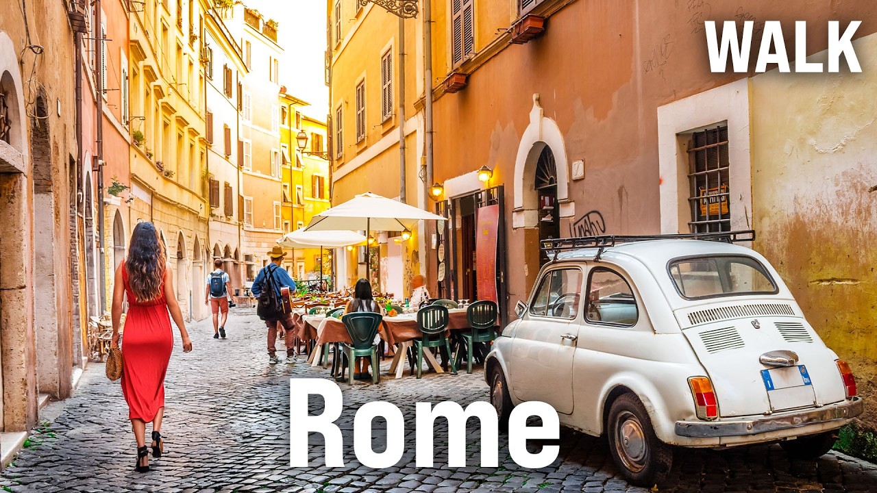 Immersive street-level walking tour through Rome Colosseum Area, Italy, showcasing authentic urban landscapes, local architecture, and the vibrant atmosphere of the city's neighborhoods