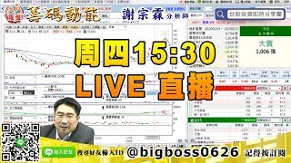 【大戶羅盤籌碼動能】 #謝宗霖0220，周四15:30 LIVE直播 (圖)