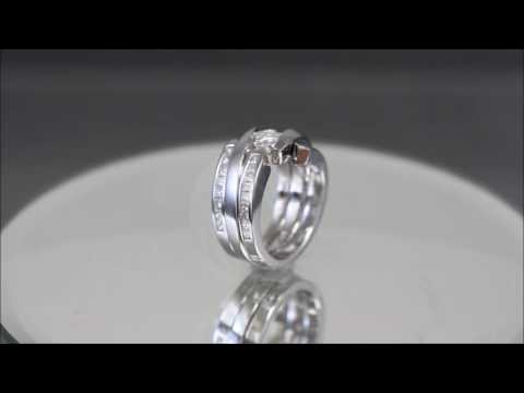 14k white gold princess diamond engagement ring bands tension 1.70ctw H-VS2 EGL USA - KNR INC - 1022