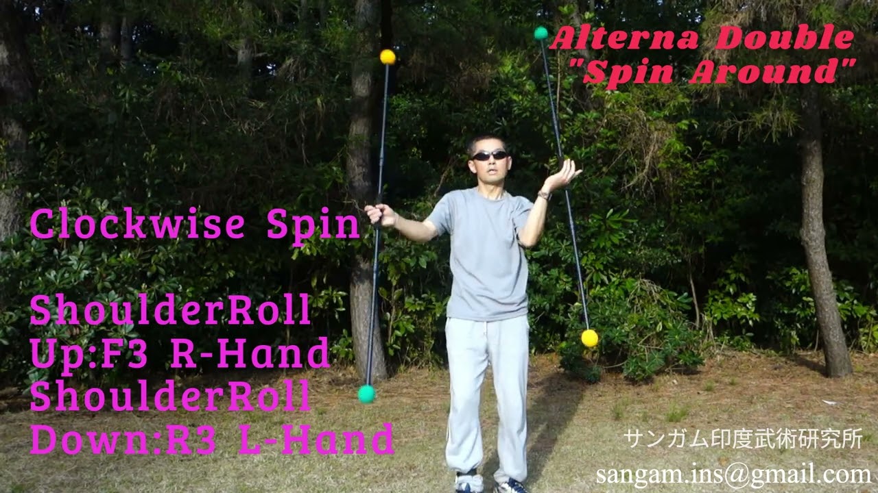 BHARATIA Stick Art【Alterna Double with Turn＆Spin】Silambam, Lathi Khela