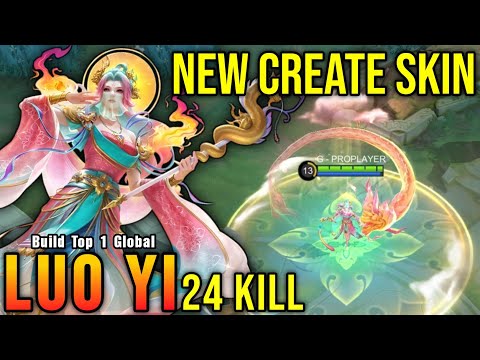 24 Kills!! Lady Dragon Luo Yi New CREATE Skin - Build Top 1 Global Luo Yi ~ MLBB