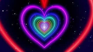 Neon Lights Love Heart Tunnel of Abstract Fast Mov