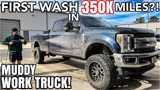 First Wash In 350K Miles!? | Deep Cleaning A MUDDY Ford F350 | Insane Car Detailing Transformation!